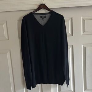 Nordstrom Black V-Neck Sweater Classic Knit